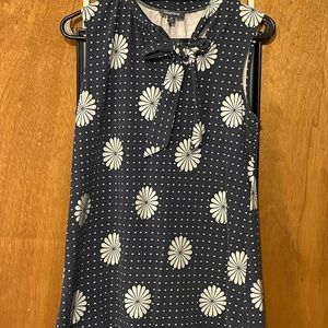 Modcloth Retro Flower Tie Neck Top